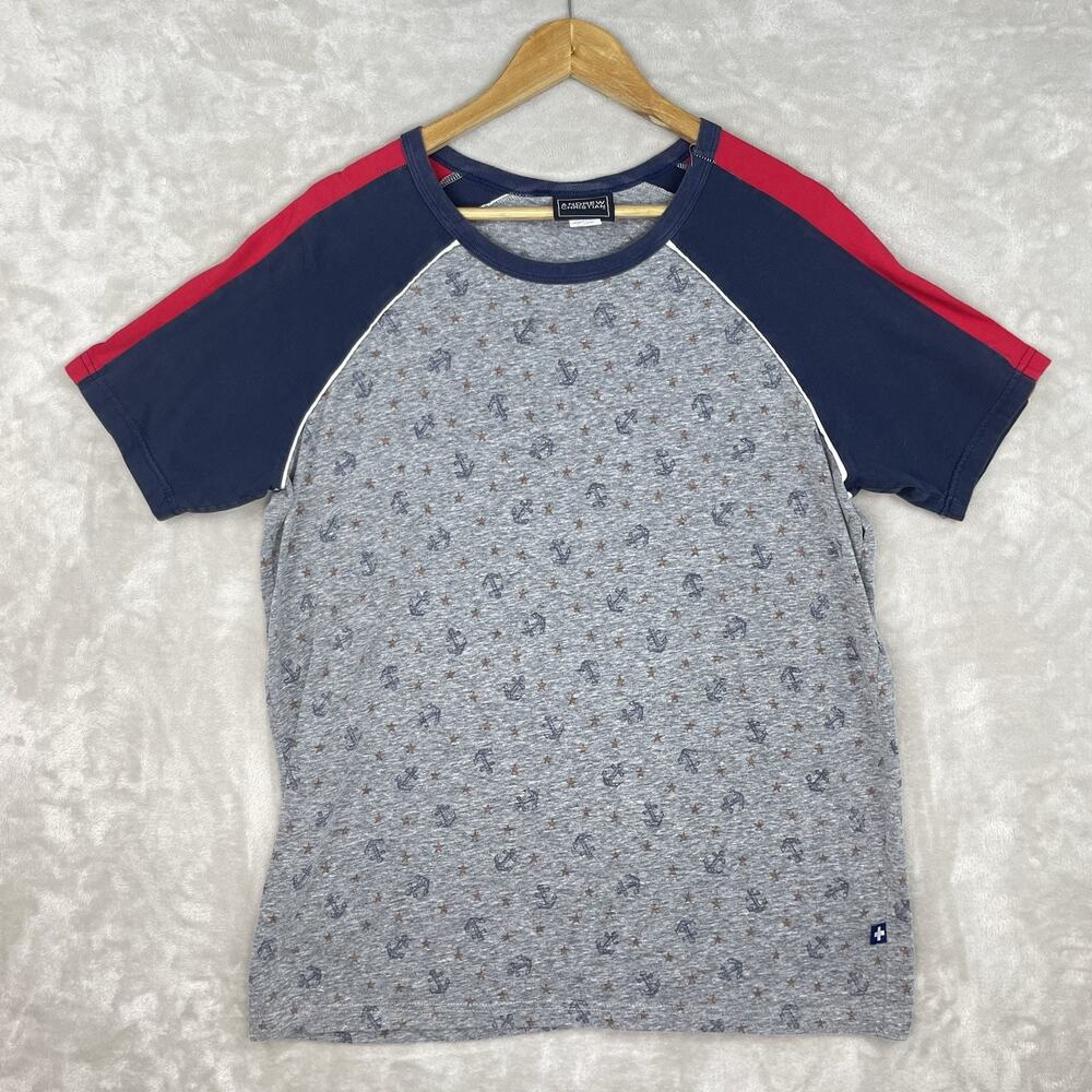 Andrew Christian Anchor Print Raglan T Shirt Men's XL Gay Lifestyle Nautical